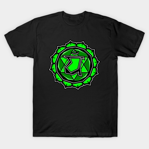 Heart Chakra Symbol - Sacred Green Lotus Flower - Anahata - Heart Chakra T-Shirt by Bleeding Red Paint